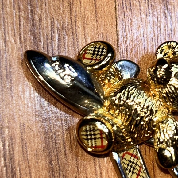 Authentic Burberry Gold and Silver Teddy Bear Airplane ✈️ Necklace - Picture 11 of 14